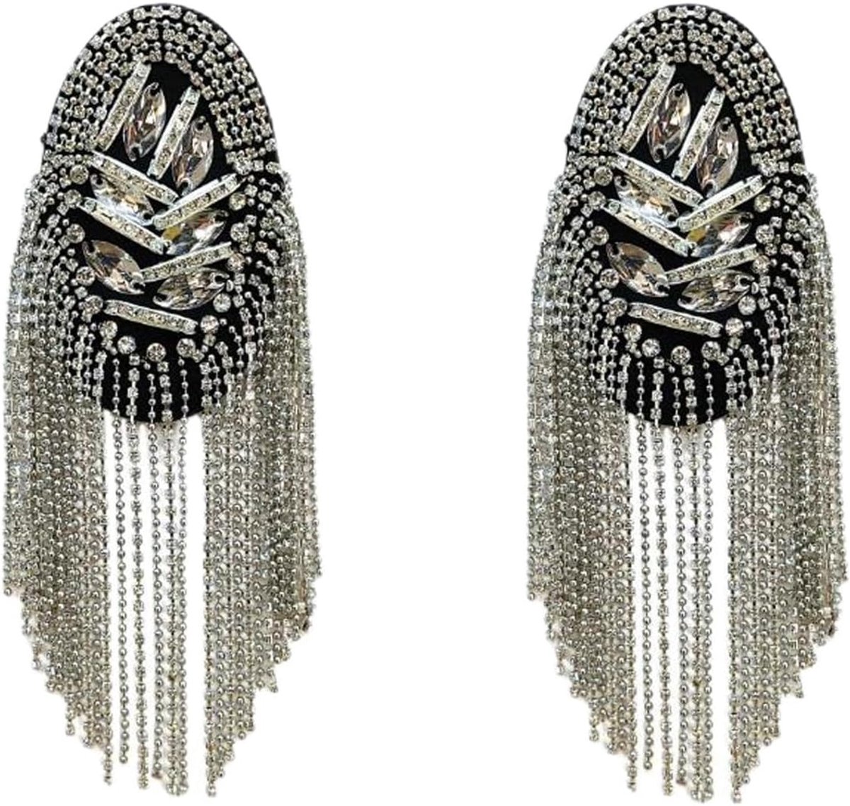 2 Punk- en Gouden Epauletten, Metalen Epauletten met Kwastjes, Stukken Herenmilitairen, Maskerade, Toneelvoorstellingen, Uniformdecoratie (Zilver)