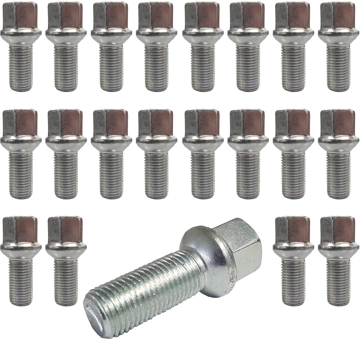 Bouten en kogelbanden, R13, M14 x 1,5, 27 mm, compatibel met Seat Alhambra, Altea, Cordoba, Exeo, Ibiza, Leon, Toledo, 20 stuks