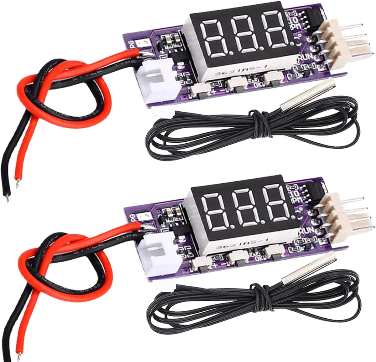 2 stuks PWM Fan Speed Control Module, DC 12V 3A 4-draads ventilatorbesturing met sondes, PWM-controller, automatische - ShopVlot
