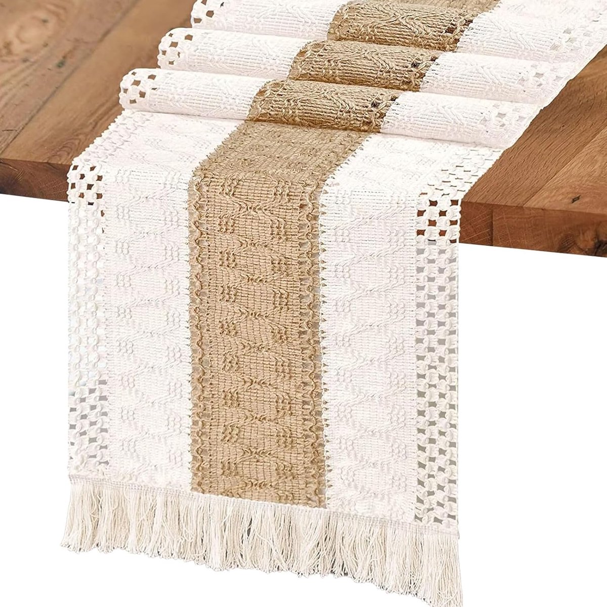 Tafelkleed katoen-linnen 30 x 140 cm - Gemakkelijk te onderhouden, etnische patronen voor keukentafel en eettafel - Decoratieve tafelloper voor koppels/gezinnen