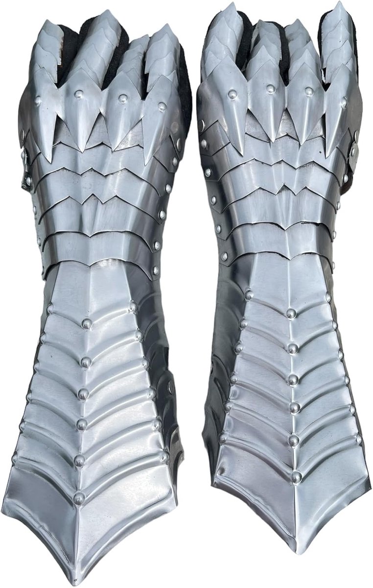 Nazgul Fantasy Gauntlets SCA Armor Gauntlets Handschoenen Ijzer Met Exp Shipping, Zilver, Medium