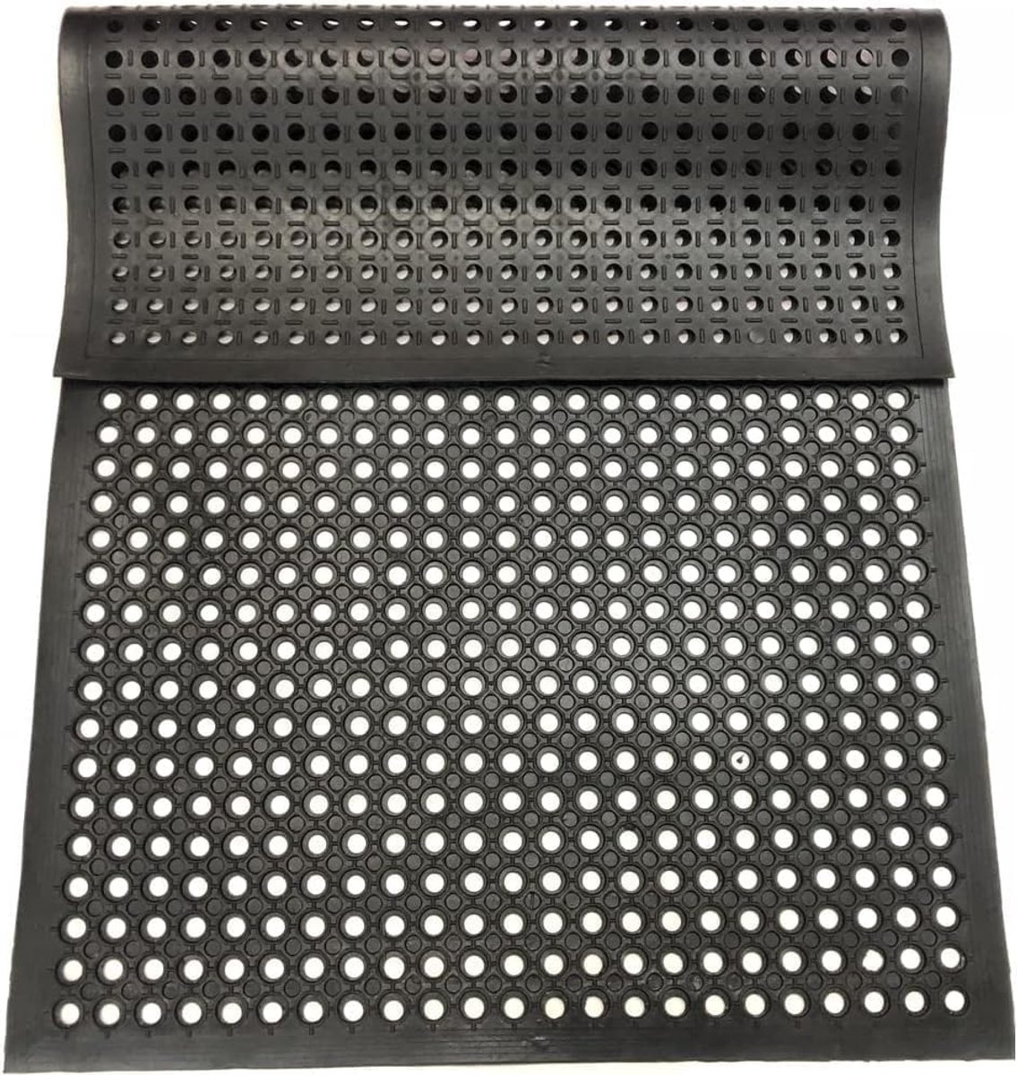 Rubberen ringmat, 150 x 90 x 0,3 cm, antislip honingraatmat, werkmat, keukendrainagemat, rubberen vloermat, geperforeerde vloermat, voor thuis, entree, bedrijfsruimtes