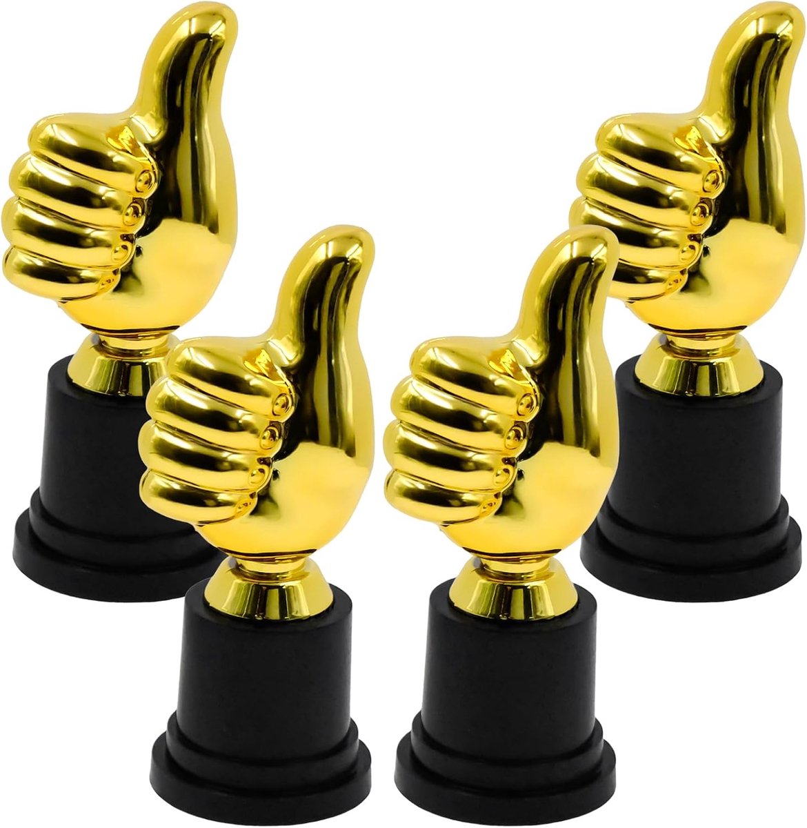 4 stuks gouden duim trofee, plastic trofee als onderscheiding, beker kinderen, onderscheiding vinger sculptuur, medailles voor kindertrofee
