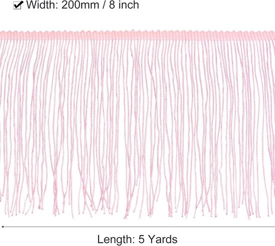 4,5 m 20 cm kettingfranjes, kwastjes, naaiband, polyester, franjesband voor doe-het-zelf naaien, handwerk, kleding, lampenkap, decoratie, roze — afbeelding 5