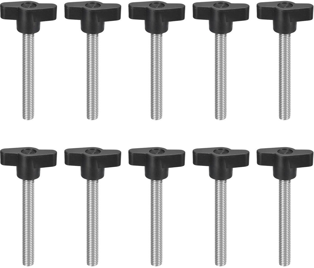 10 stuks spanschroefknopen, M8 x 60 mm, metrisch, 304 roestvrij staal, T-vormige duimschroeven, handvat voor snel verwijderen, handvasttrekken, knopset