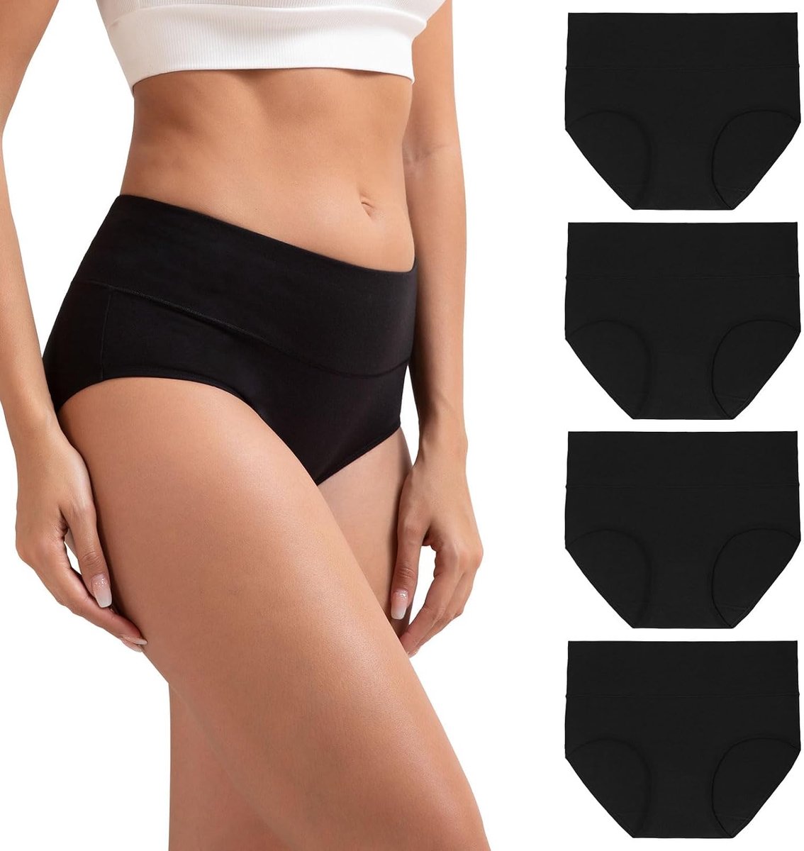 Onderbroeken voor dames, hoge taille, katoen, ondergoed, slips, zachte slips, vrouwen, verpakking van 4 stuks