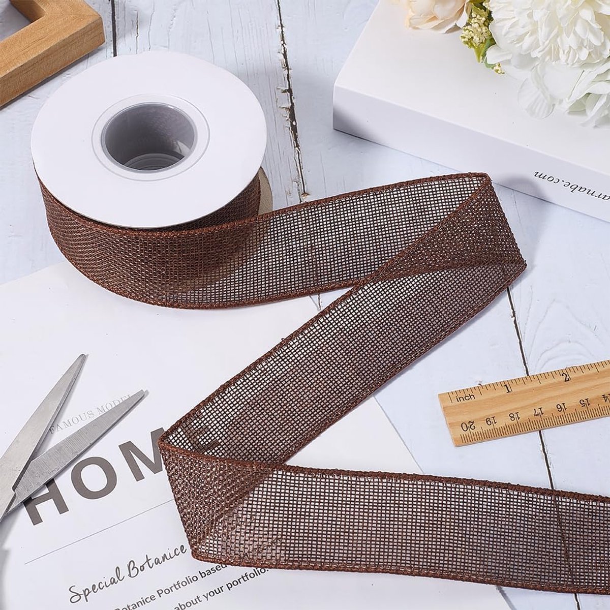 9,1 m 3,5 cm bruin jute bedraad lint natuurlijke jute geweven linnen krans festival decoratieve rand trim vakantie linten met draad voor naaien maken feest festival decors doe-het-zelf