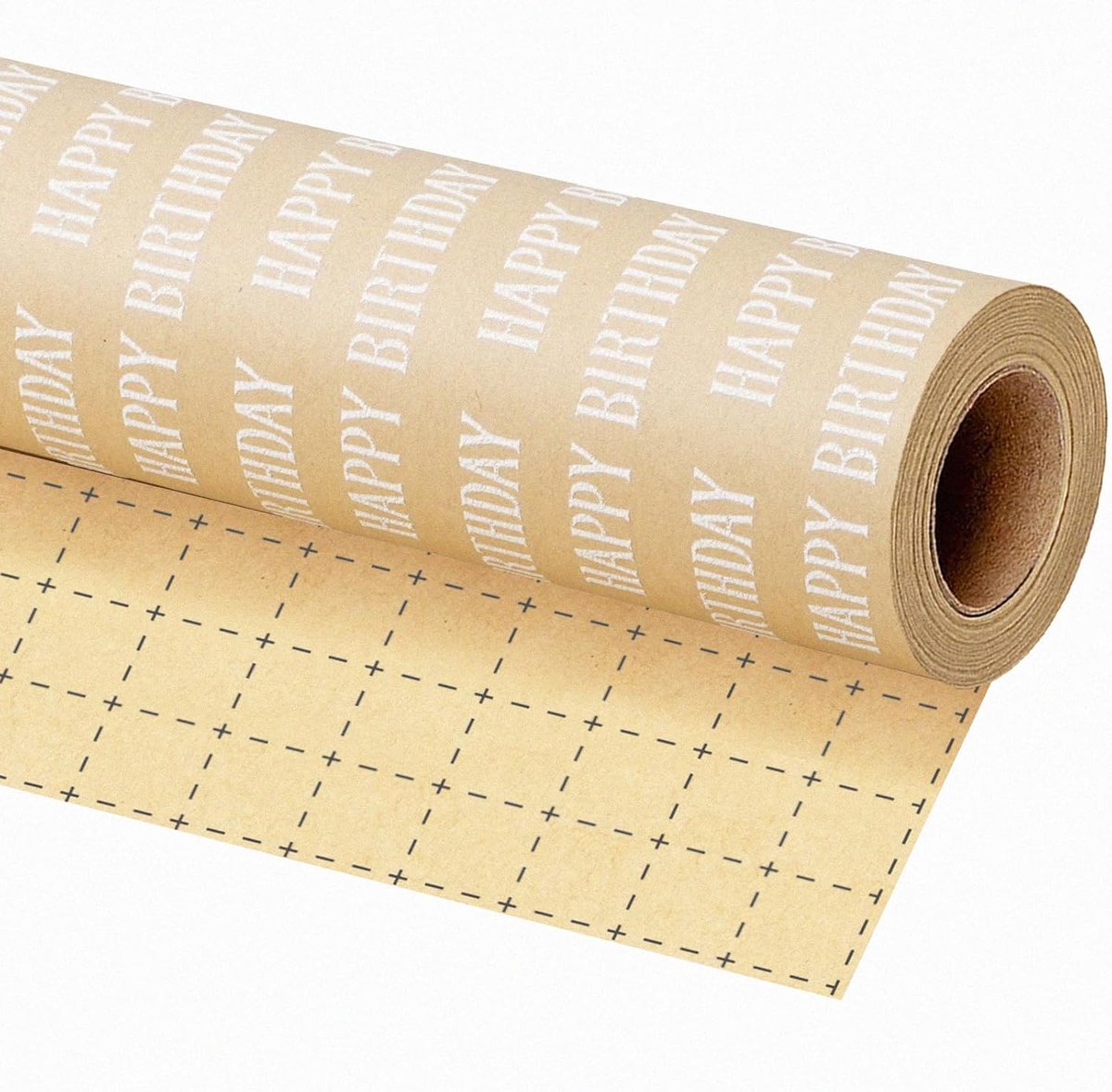 Rol kraftpapier voor verjaardagscadeaupapier, 43 cm x 10 m, met "Happy Birthday"-opschrift in 3D-schuimdesign, cadeaupapier voor jongens, meisjes, feesten, feestdagen en feesten