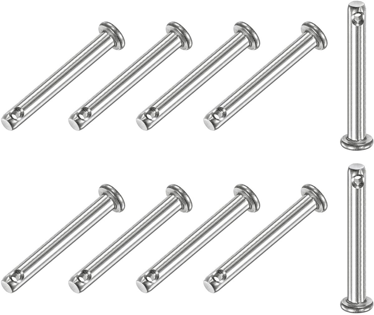 METERXITY 10 stuks vorkpennen met één gat, M4 x 30 mm, platte koppennen van roestvrij staal 304, vaste onderdelen, bootaccessoires, scharnierpennen