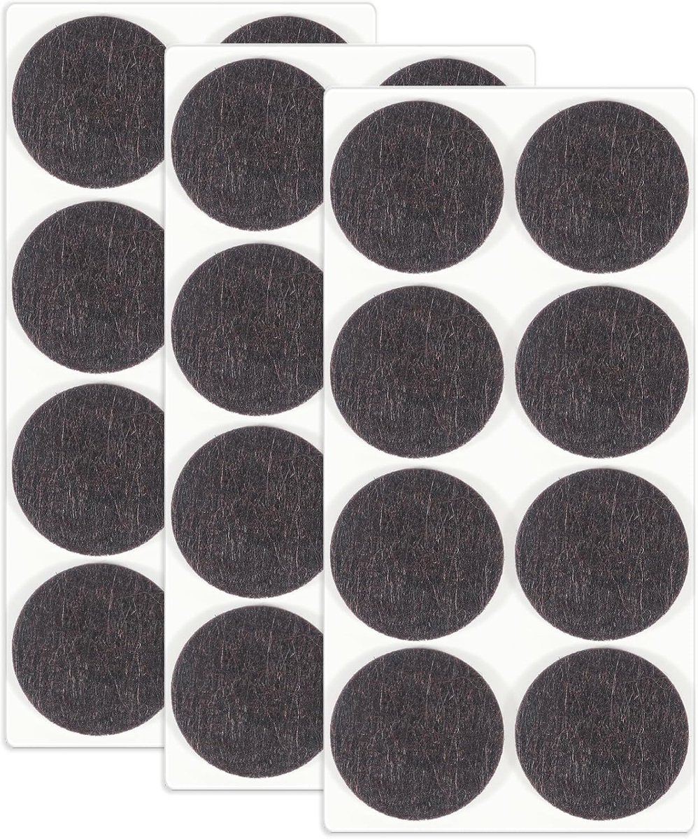 40 mm vilten meubelpads voor hardhouten vloeren - 24 stuks 3 mm dikke zelfklevende stoelpootviltpads, vloerbeschermpads voor meubelpoten (bruin)