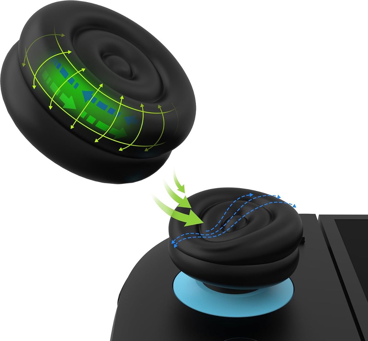 Duimkussen Doppen voor Nintendo Switch 2 (2025), Comfortabele Thumbstick Grip Covers voor Joycon 2, Antislip Joystick Doppen voor Gaming Accessoires (Zwart)