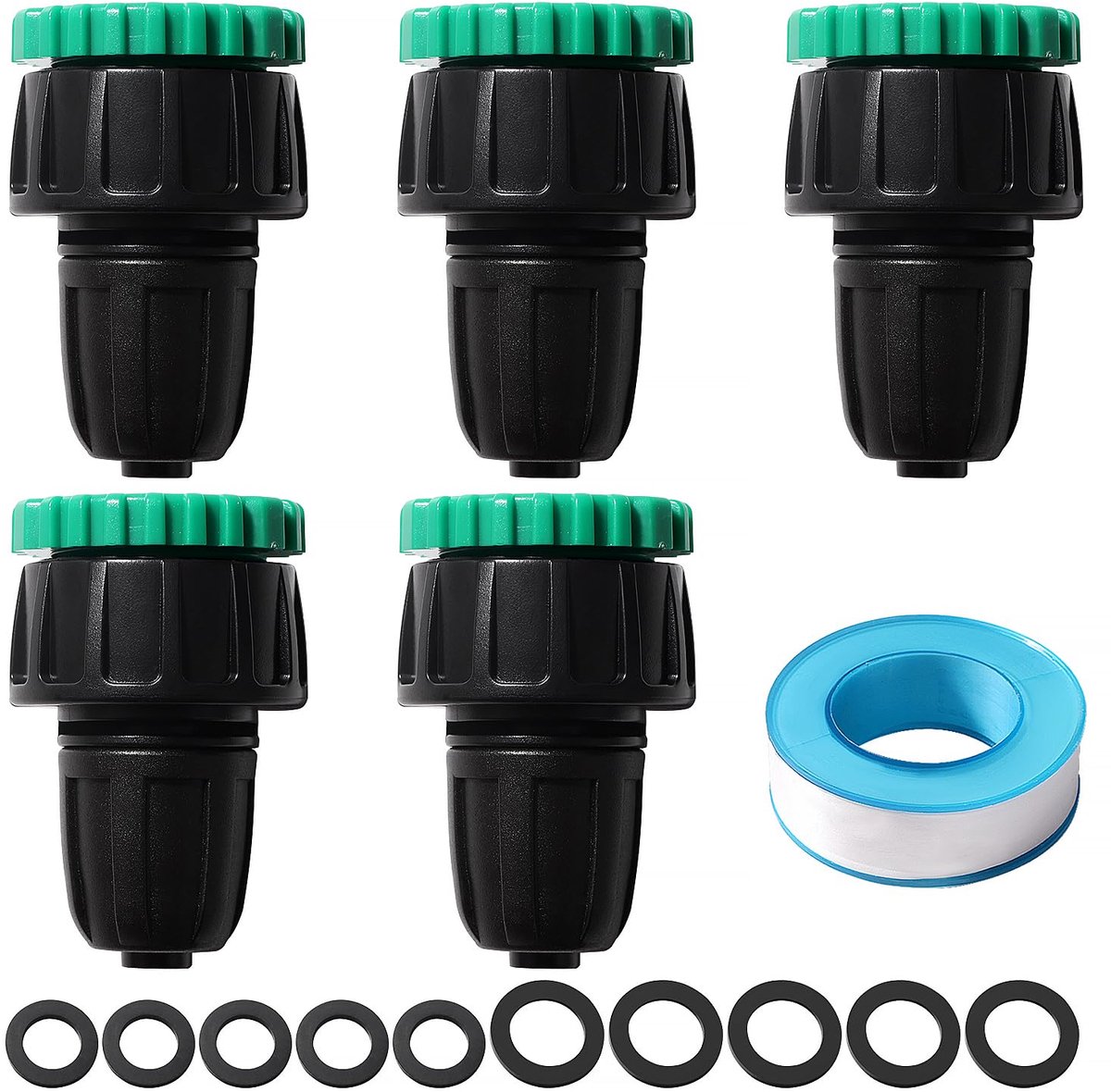 5 Stuks G1/2 G3/4 tot 8/12 mm Druppelirrigatieslangconnector, Micro Irrigatie Adapter met Slotgesp, landbouwirrigatiefittingen, voor Gazons, Tuinen, Boerderijen