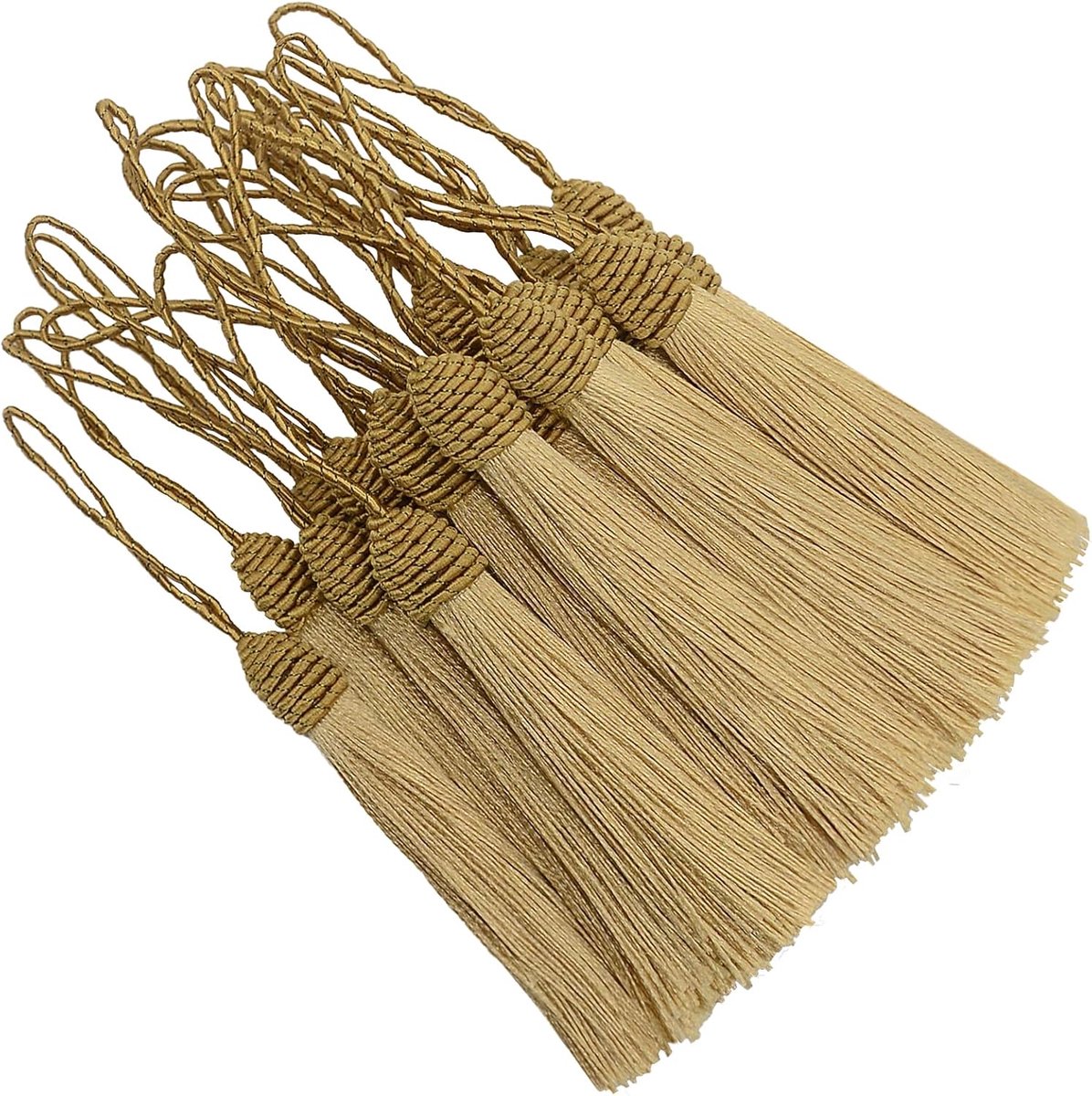 20 stks 15.5cm Zijdeachtige Handgemaakte Bladwijzer Kwasten voor DIY Craft-Champagne | Kwastje hanger voor naaien, sleutel, slingers trim, sleutelhangers, tassen, oorbellen, sieraden maken en huismeubilair decor