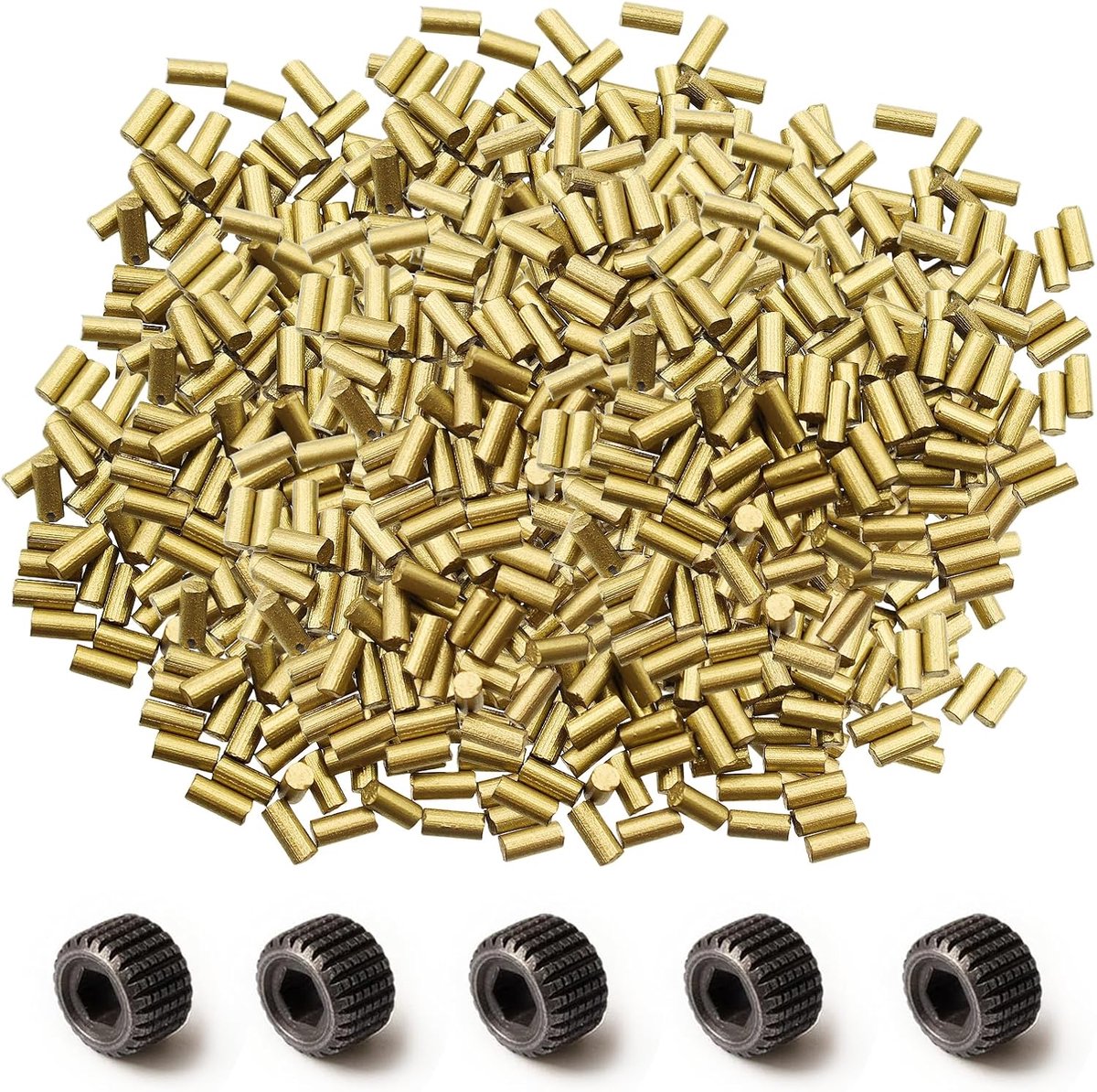 vuursteentjes, 300 stuks universele aansteker vuursteentjes 5 mm met 5 wrijfwielen universele vervangende flint vuursteen compatibel met Clipper en ZIPPO stenen voor de meeste aanstekers (goud)