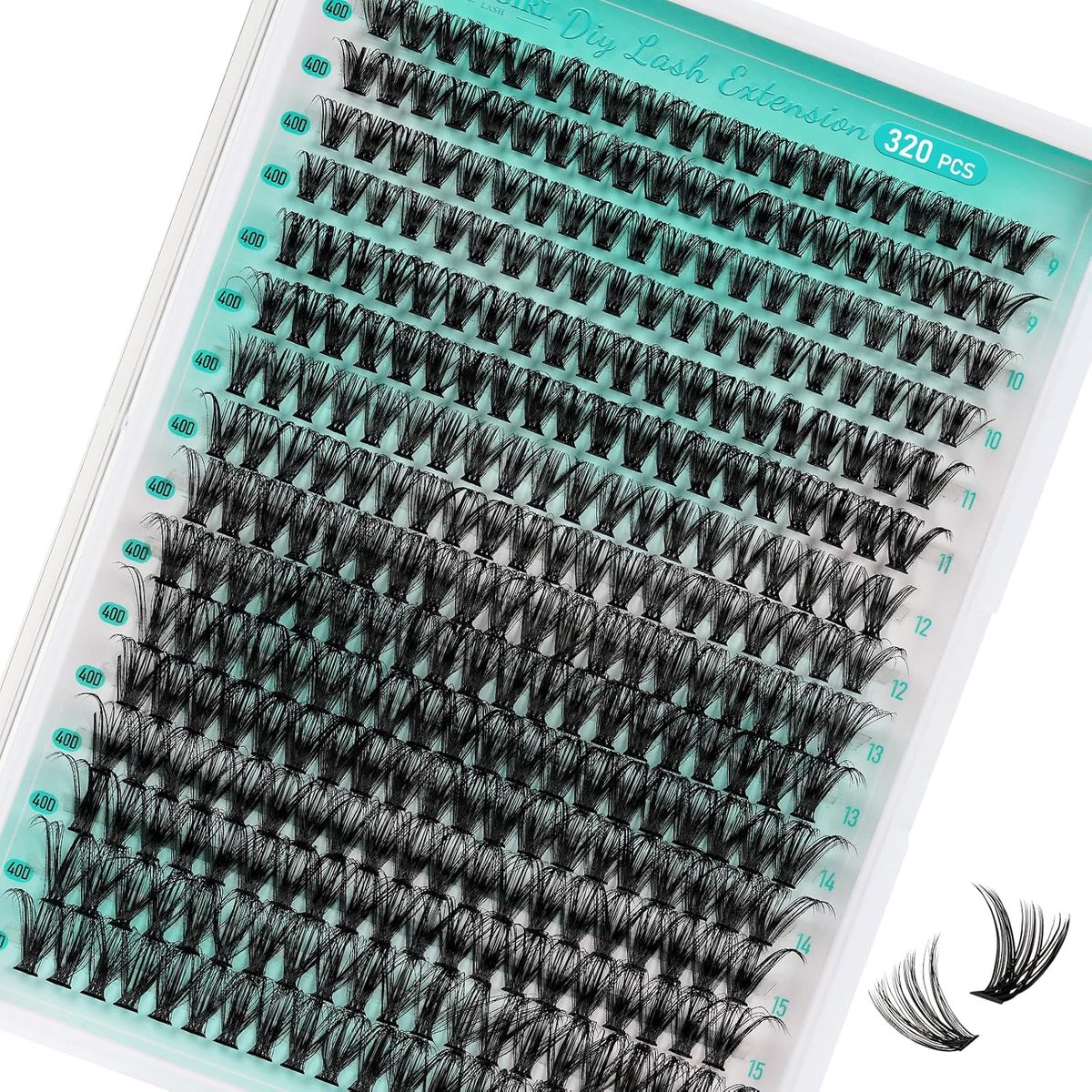 wimperextensies, 320 stuks, clusterwimpers, 40D, individuele wimperplukje, clusterwimpers thuis (40D, 9-16 mix) | 320 U, voor persoonlijk en huishoudelijk gebruik