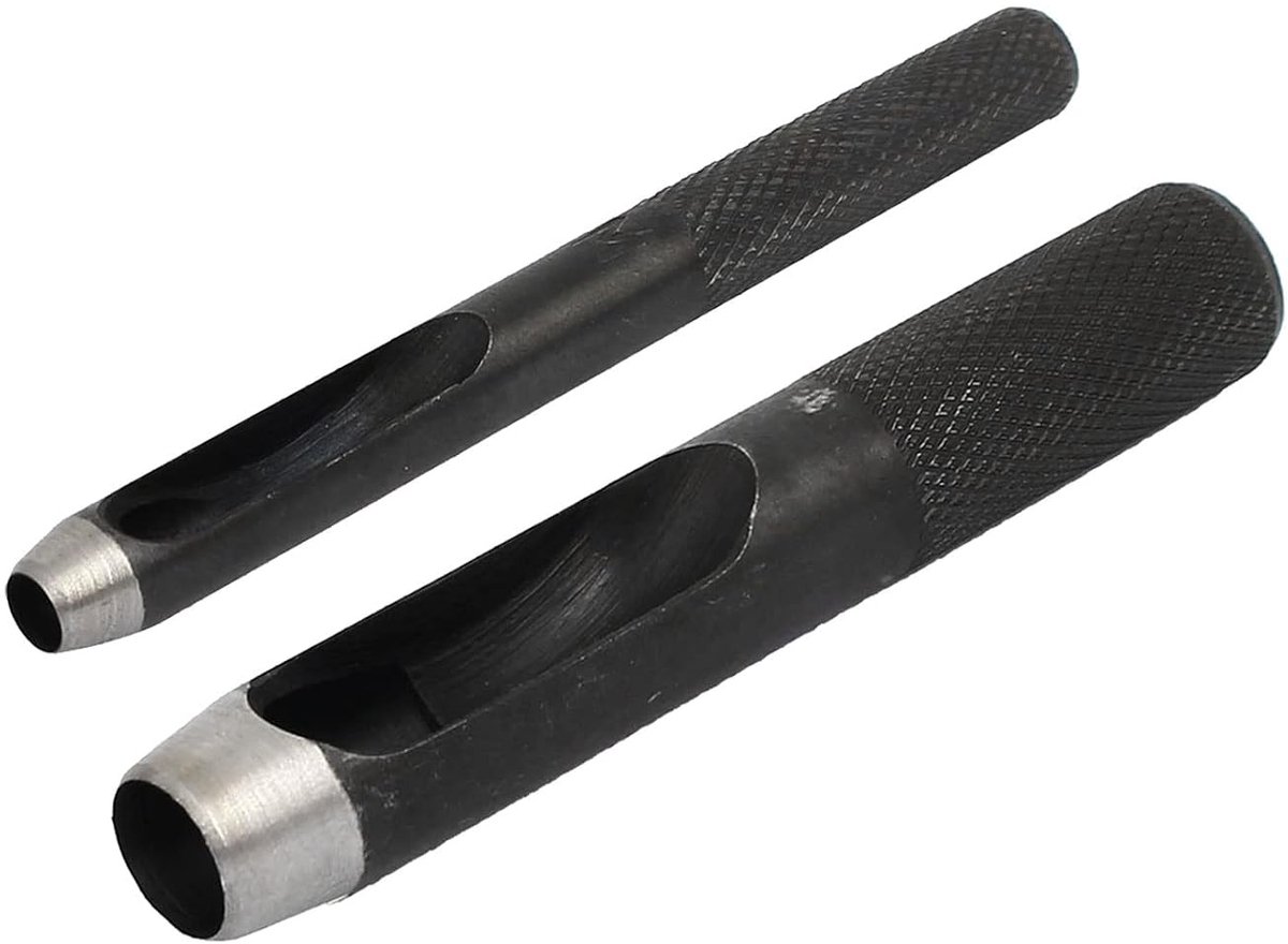 2 stuks 5 mm & 12 mm diameter metaal gekartelde schacht holle gatstans voor leer bandafdichting