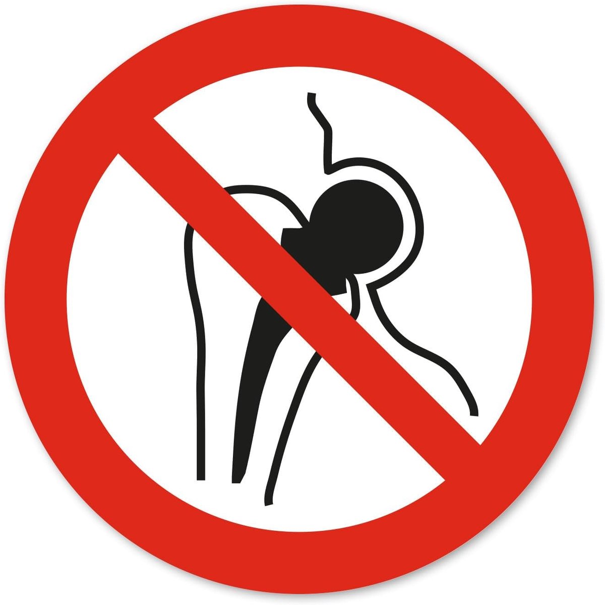 iSecur P014 Verbod Sticker Metalen Implantaten Ø 10 cm - hin800 | DIN EN ISO 7010 veiligheidsteken, waarschuwingslabel, sterke kleeflaag, toegang beperkt