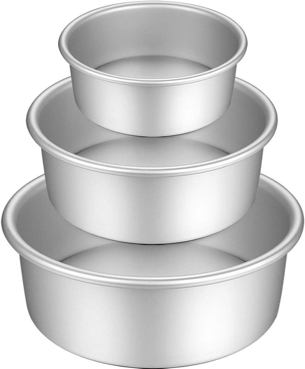 Ronde taartvorm, aluminium, geanodiseerd, 3 stuks, met antiaanbaklaag en afneembare basis, 15 inch/7 inch/9 inch (3 stuks)