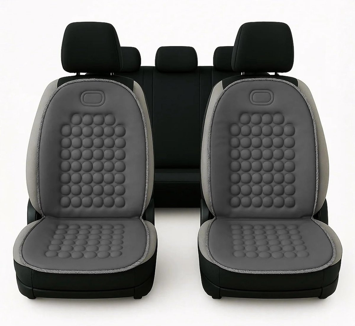 Accessori Lupex 1 paar universele polyester stoelhoezen, 2 stuks, met 92 massageballen, voor autostoelen, bestelwagen, bus, vrachtwagen, bureaustoel (grijs)