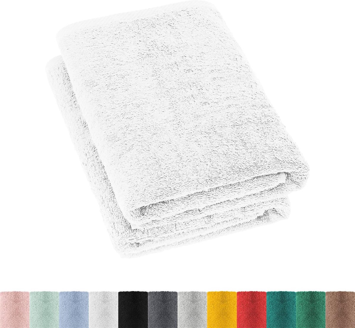 Set van 2 badstof douchehanddoeken, 70 x 140 cm, 100% katoen, 2 x douchehanddoek, wit