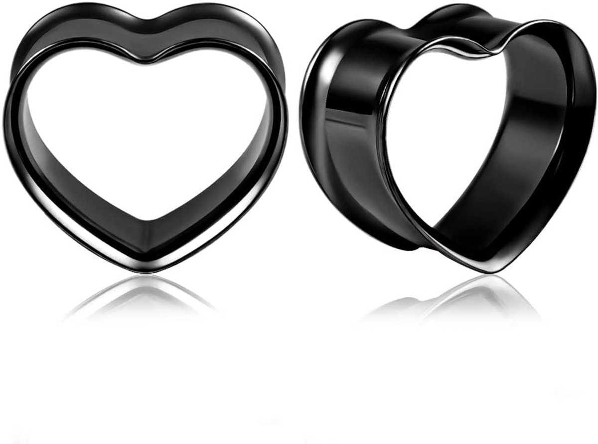 Tunnels Vlees Brancard Double Flared Plugs Meters Hart Rvs Oren Piercing Sieraden voor Mannen Vrouwen 8mm tot 25mm