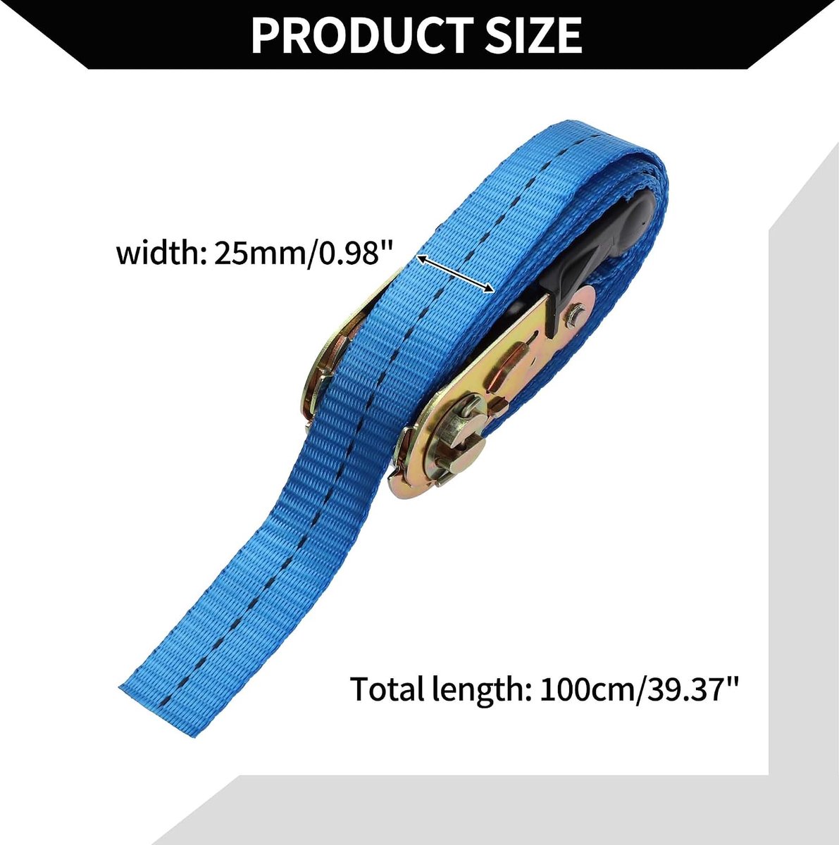 Spanbanden/Zware Spanriemen Motorfiets Aanhanger Vrachtwagens Lading/Aanpasbaar 800kg 1"x 3.2' / 1 Stuk Blauw
