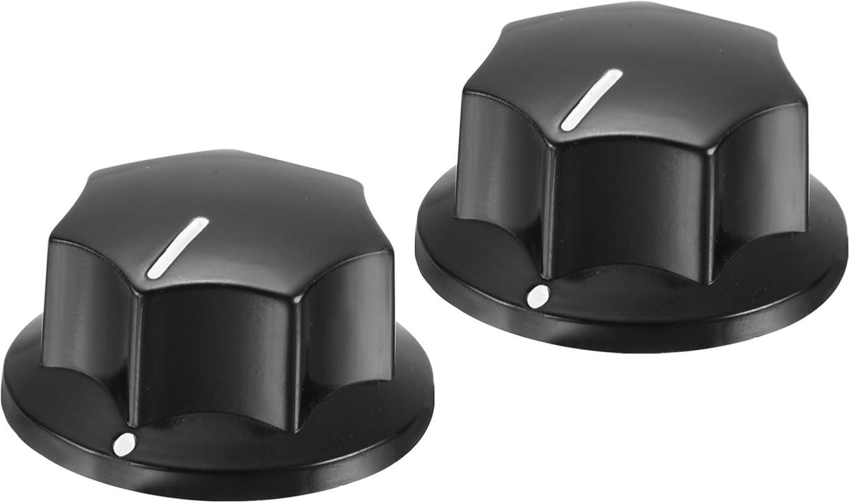 Potentiometer knoppen bakeliet 33 x 17 mm volumeregelaar knop kap voor gitaar bas, volumeregelaar, audio 6 mm gat met 2 stuks set schroef zwart 2 stuks