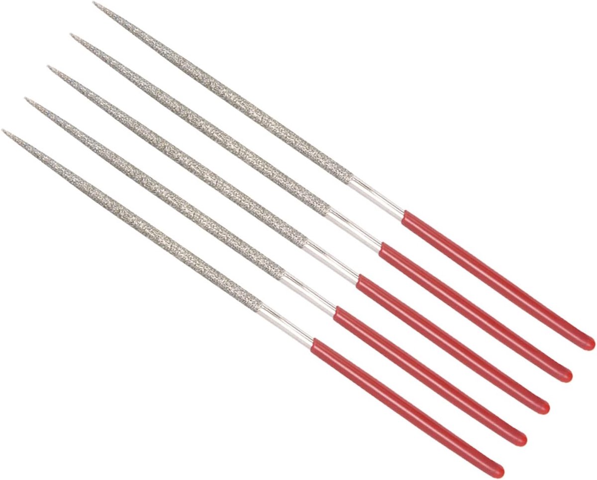 5 stuks 150 grit diamantnaaldvijlen, ronde vorm voor restauratie, details en handwerk polijsten, 2 mm x 100 mm