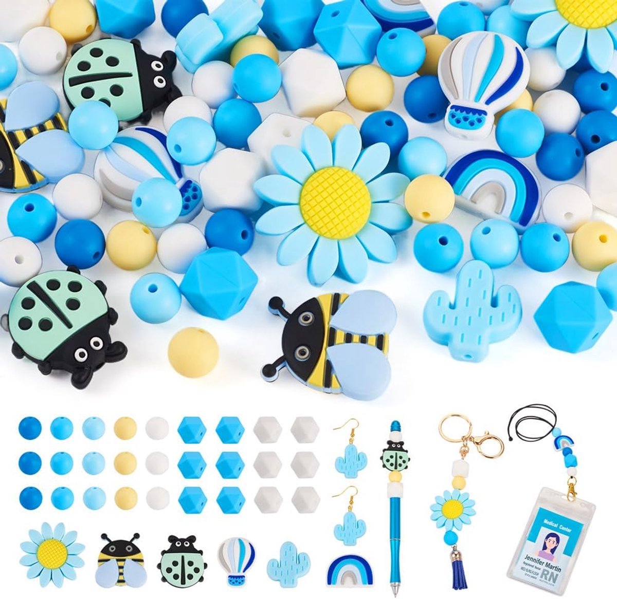 Kralen Ronde Achthoek ZeSchoenk Zonnebloem Cactus Regenboog Bij Lieveheersbeestje Ballon Mix Vorm Siliconen Kralen Voor Sieraden Maken