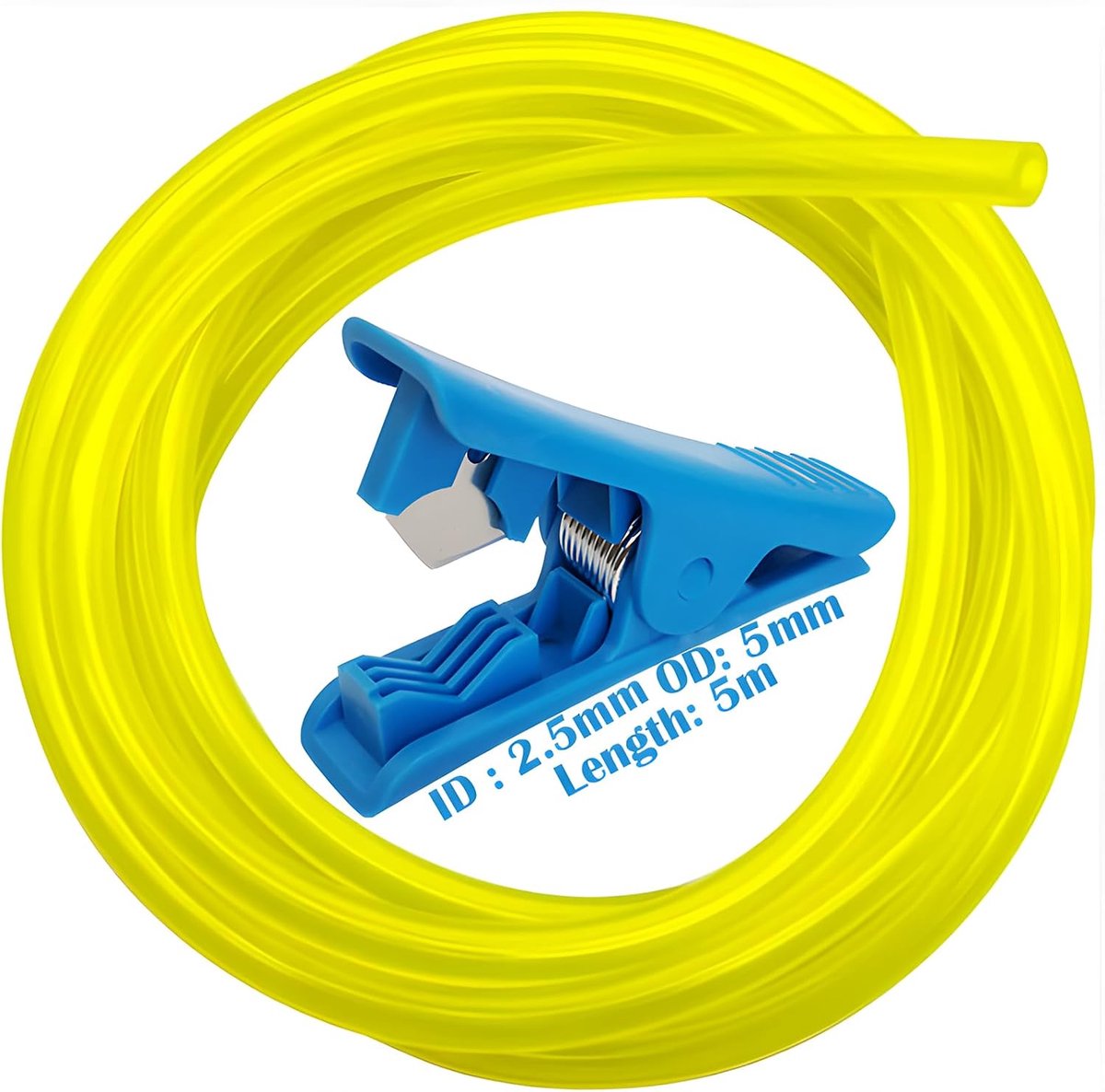 Brandstofslang, CTRICALVER 2,5x5mm universele brandstofslang 5m, brandstofslang voor benzinegrasmaaiers, brandstofslangen voor grasmaaiers, kettingzagen, hogedrukreinigers, met 1 slangensnijder
