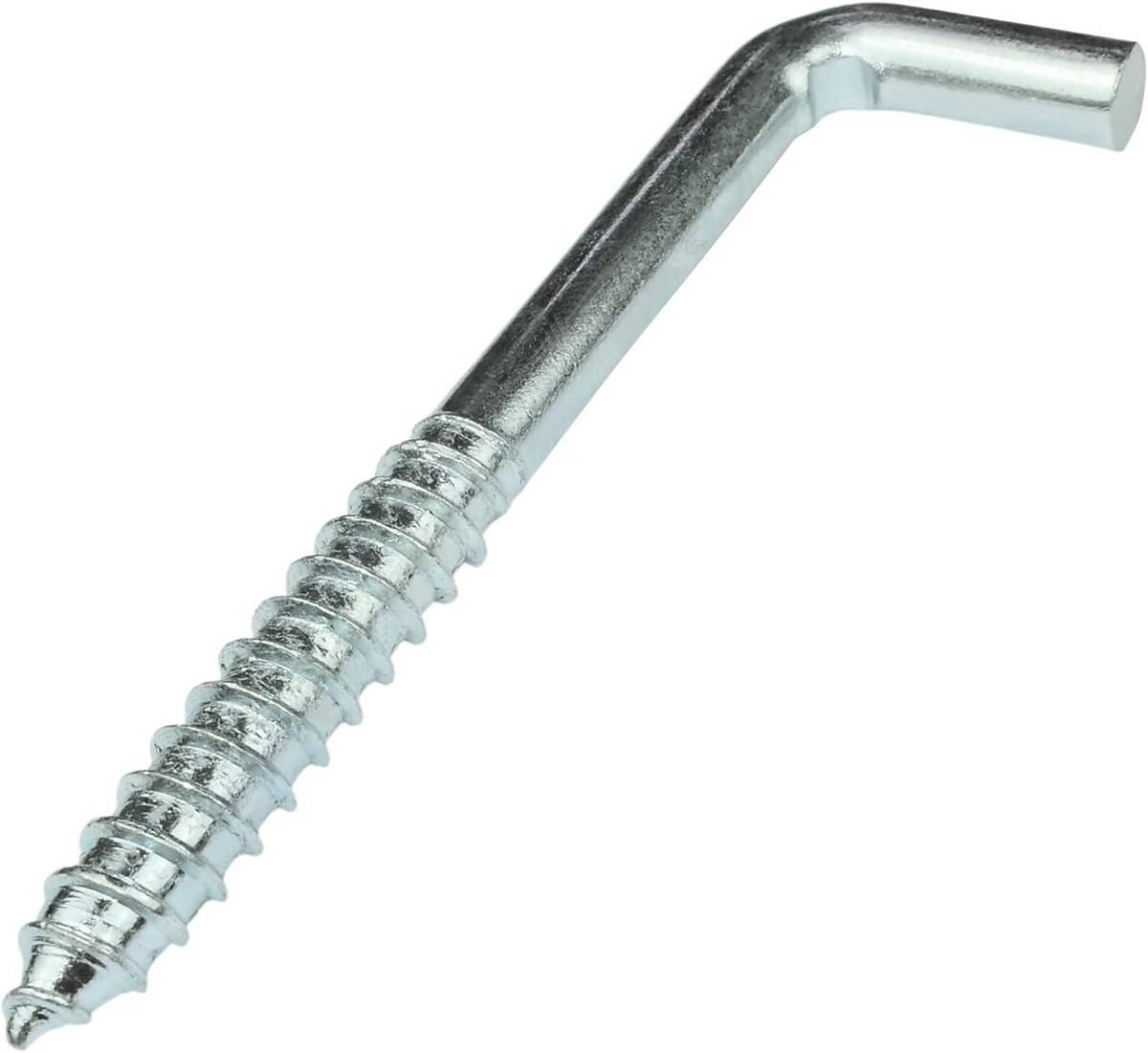 Haken voor het schroeven in L-vorm, Ø 10 x 100 mm, haken met zelftappende schroef - van verzinkt staal - kleur zilver