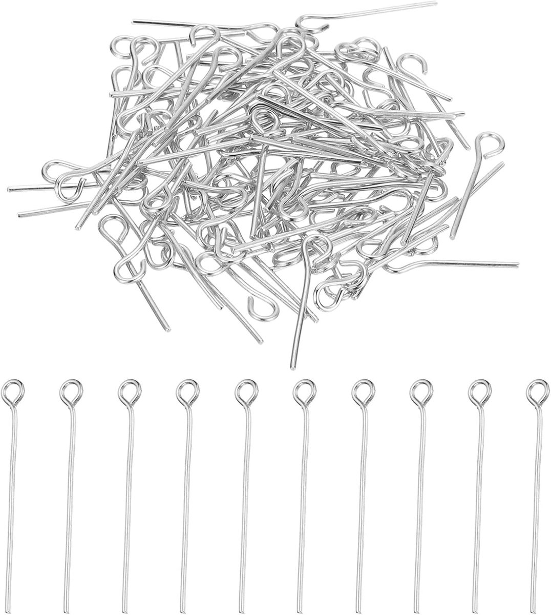 16 mm open oogspelden, 150 stuks 23 gauge metalen hoofdspelden naalden oogspelden voor sieraden maken bevindingen oorbel ketting armband doe-het-zelf ambachten, rhodium kleur