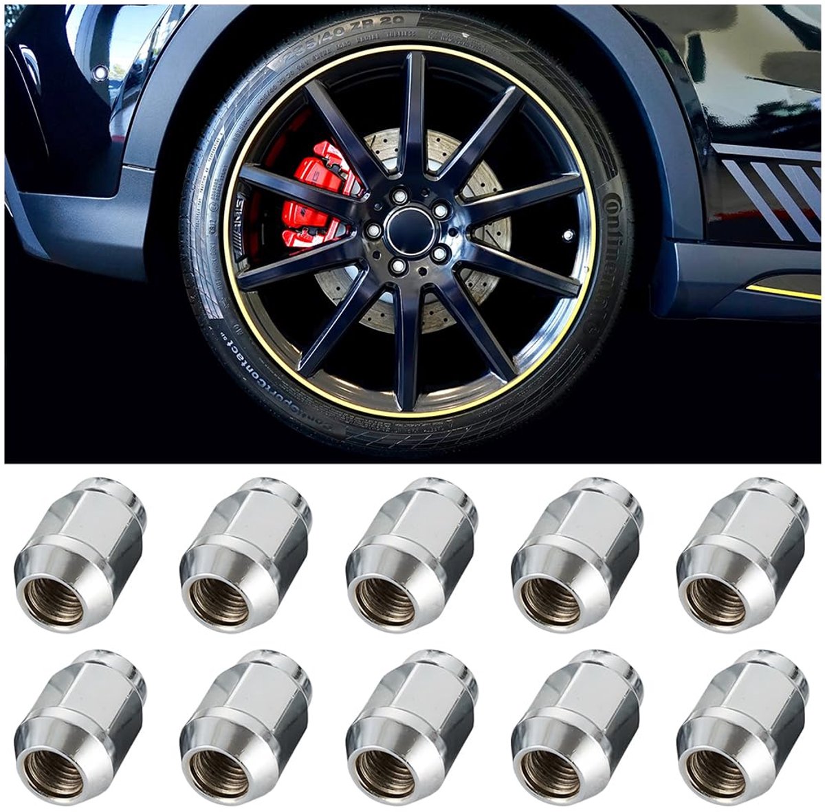 Moeren voor stalen velgen, chroom gesloten M12 x 1,5 wielmoeren, uitstekende set legering wielmoeren, originele stijl, universeel voor auto