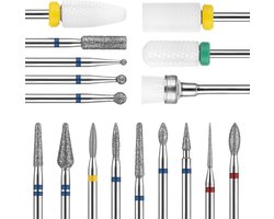 17-delig Nagelboor Bits Set 2,35mm 3/32" Nagelriem Verwijdering Kit Nagelfrees Cuticle Frees Bit Slijpschijven voor Gelnagels Manicure Pedicure Acryl Slijpkoppen Hartmetaal Machine Accessoires
