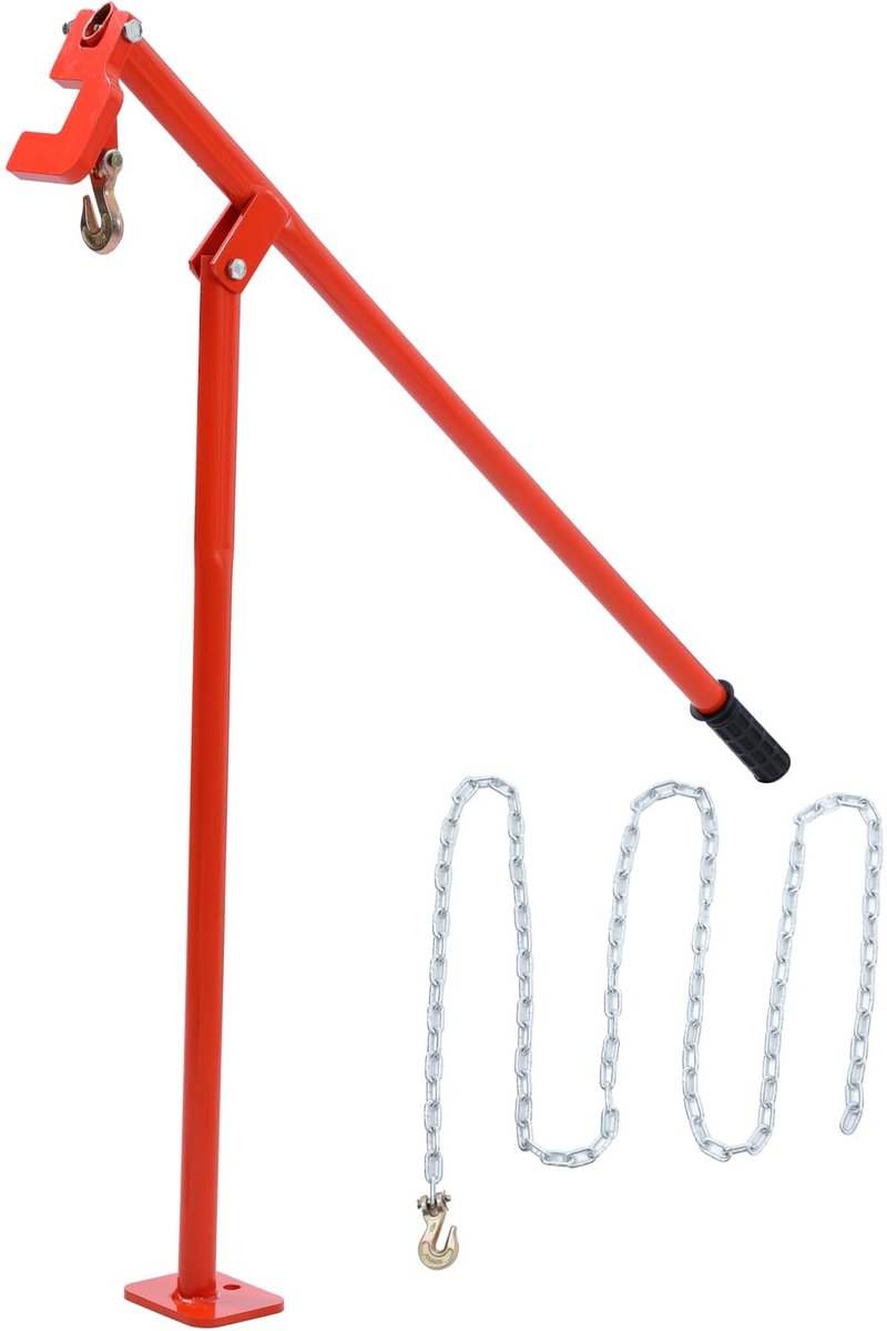T-hekhektrekker met 300 cm ketting, ijzeren en houten paaltrekker