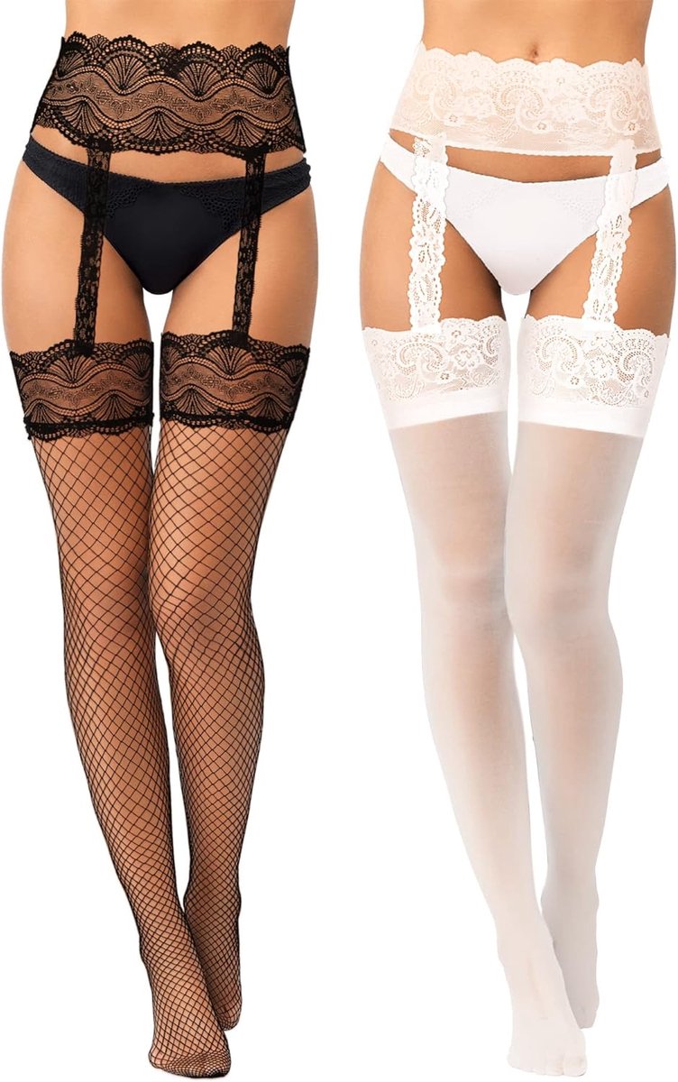 2 Paar Vrouwen Jarretel Panty Visnet Kant Patroon Kousenband Kousen Dij Hoge Bloemen Kousenband Panty Voor Vrouwen Meisjes
