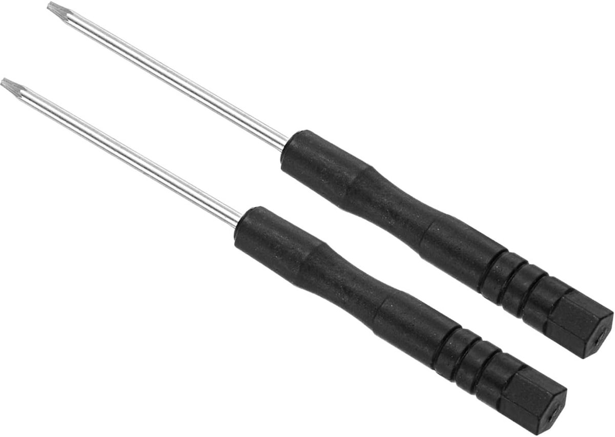Torx schroevendraaier, T5 formaat 80 mm lengte, koolstofstaal kleine 6-punts schroevendraaiers met anti-slip handvat - (Toepassingen: voor bril, horloge of laptop), 2-delig