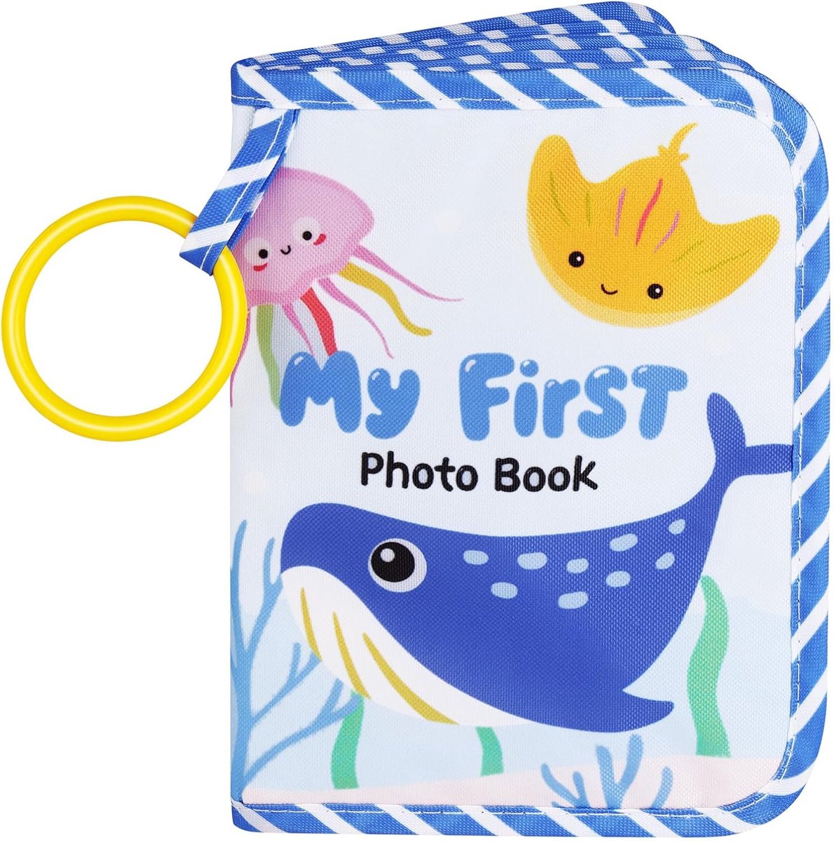 SnelShoppen - Aolso Babyfotoalbum, Zacht Stoffen Boek, Eerstejaars Geheugenboek, Mijn Eerste Fotoalbum voor Pasgeborenen, Zeedieren Design, Baby Showe
