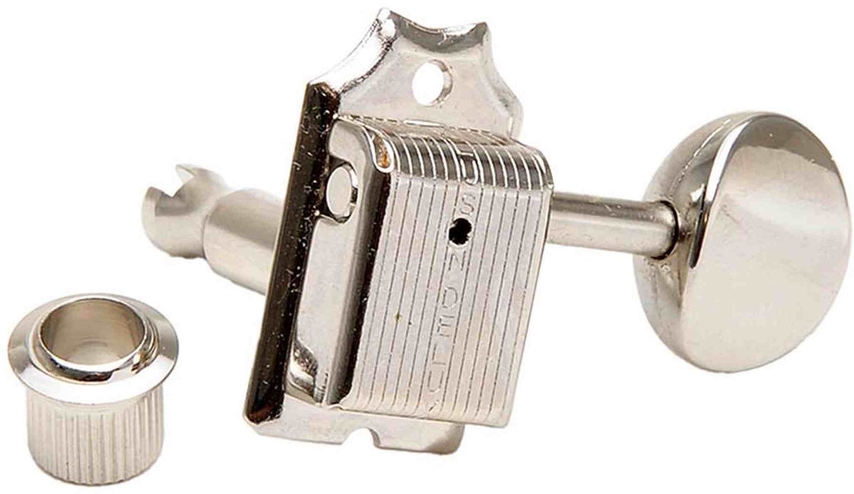 Kluson M6V0C Stemmechanieken voor gitaar Single Line, 6x links met ovale knoppen, nikkel