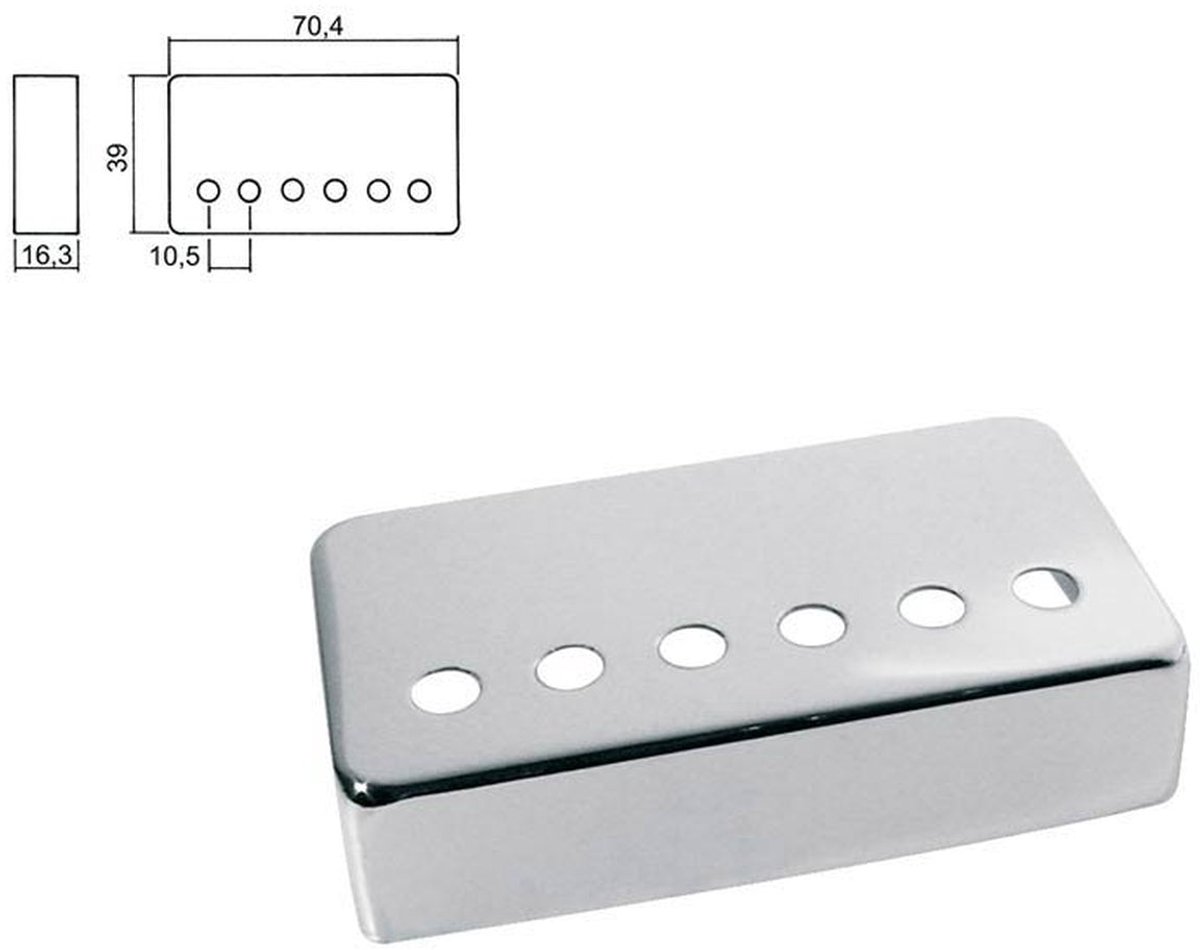 Boston HPC-20-NIR pickup cover, humbucker, pitch=10,5mm, brug positie, metaal nikkel
