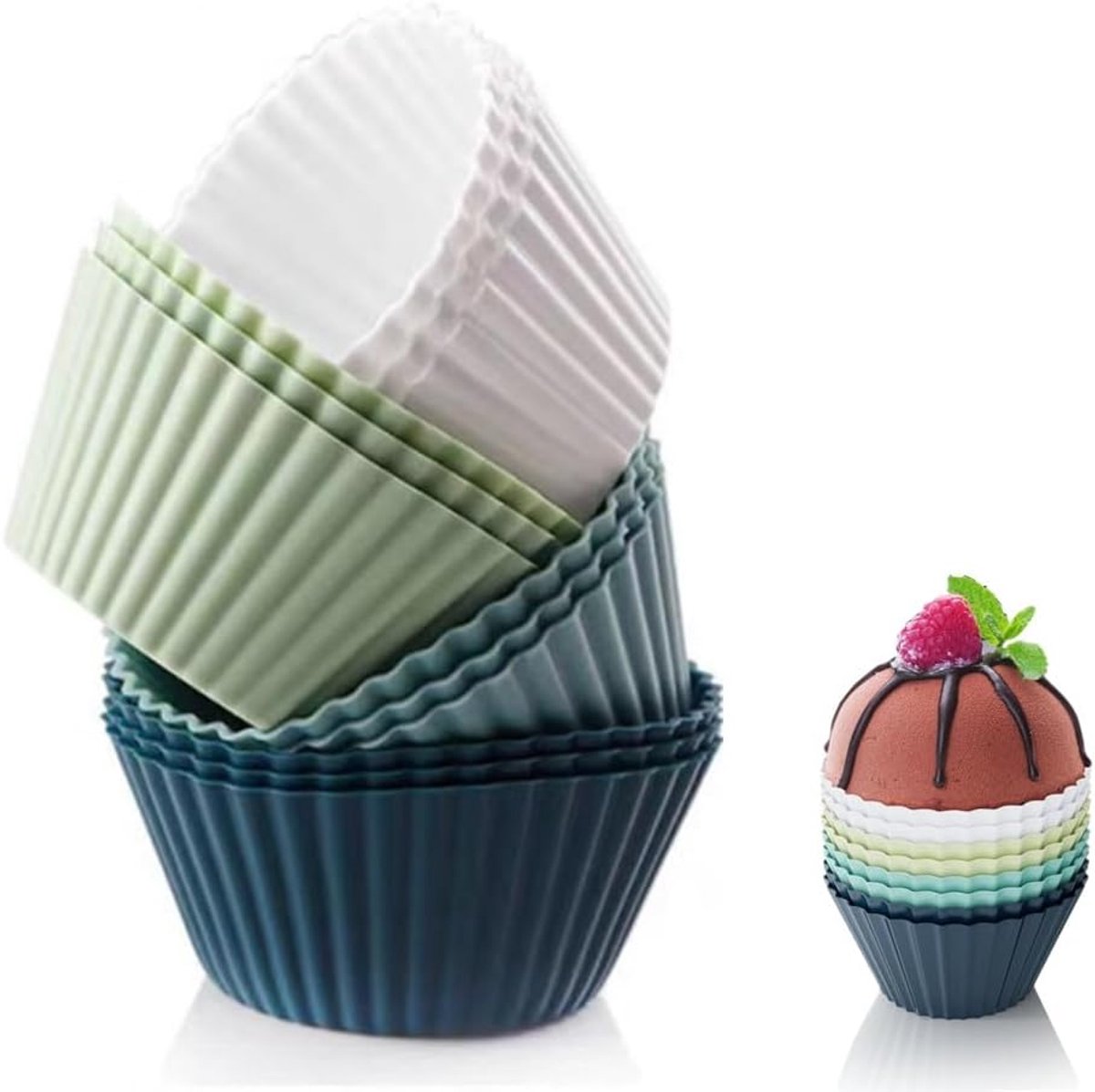 Silicone muffin moulds 12 stuks - herbruikbaar - BPA-vrij - ideaal voor cupcakes - SnelShoppen