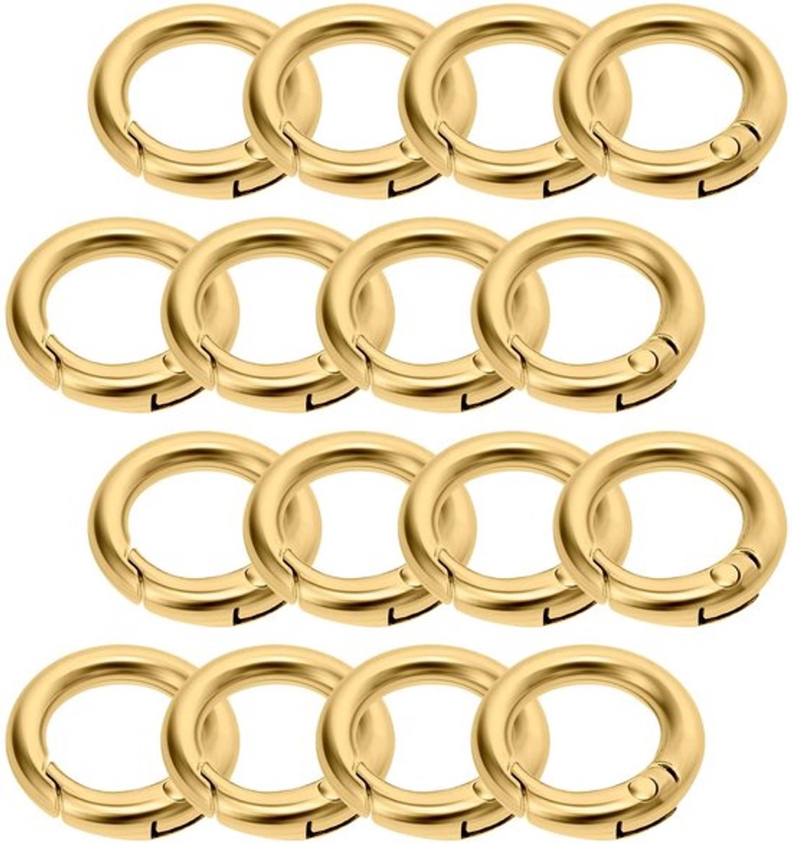 Karabijnhaak Mini - 16 Stuks - Splitringen - Sleutelhanger - Ronde O-ring - DIY Handwerk - Gouden Legering - Splitring