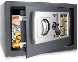 Thuiskluis 8,5 liter – Stalen veiligheidskluis met digitaal toetsenbord en 2 sleutels – Elektronische kluis voor geld, sieraden en documenten