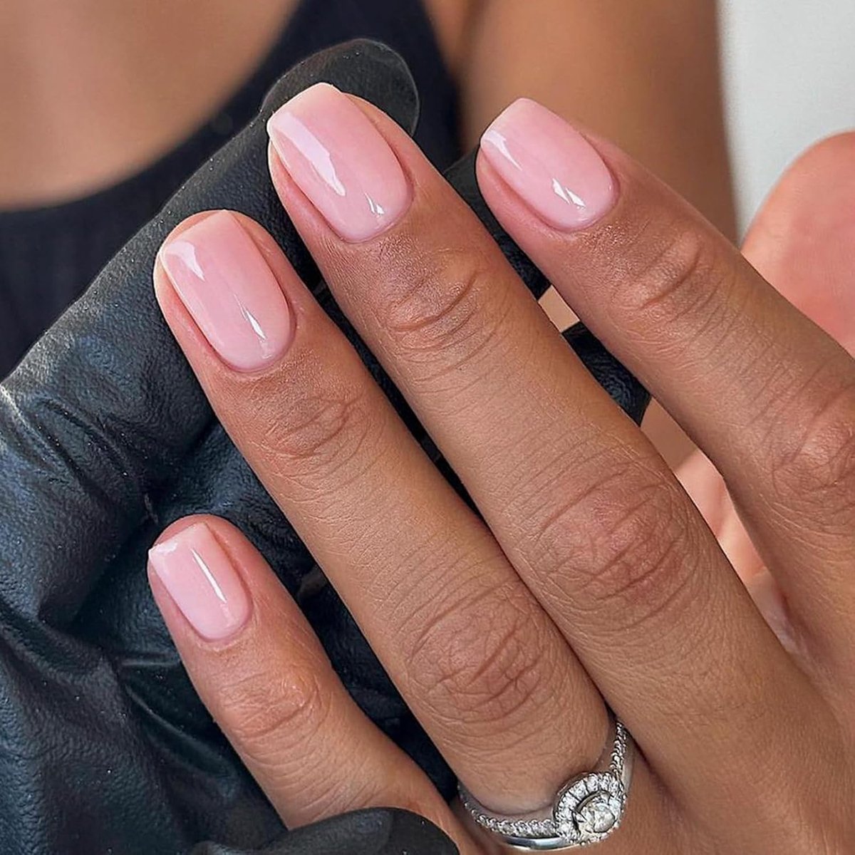 24 stuks korte kunstnagels, pure kleur, om op te plakken, vierkant, Franse vingernagels, natuurlijke acryl, voor vrouwen en meisjes, romantisch roze