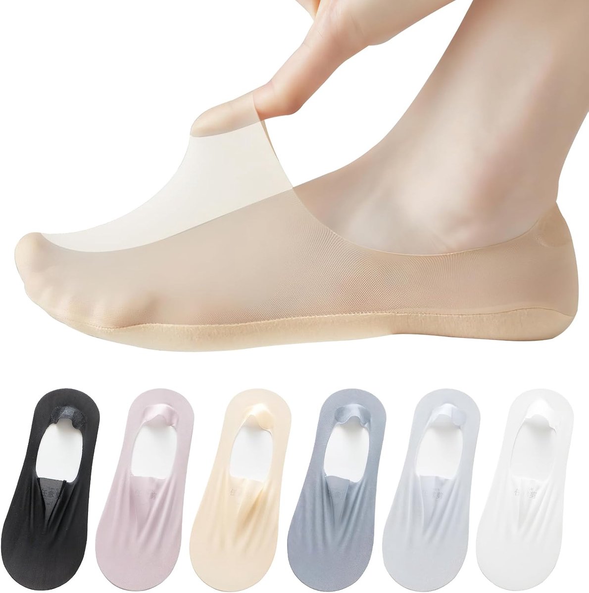 Sokken, ultra onzichtbaar, ultralicht, ademend, laag uitgesneden voering en gesneden willekeurige sokken, antislip enkelsokken, bootsokken, casual sokken voor loafers