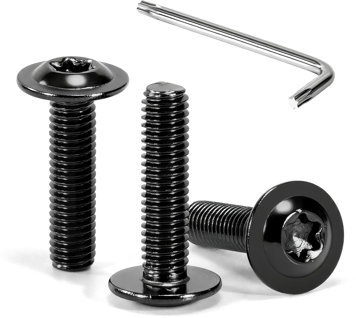 30 stuks Torx-kogelkopschroeven met zwarte flens M5 x 20 mm inbusschroeven van roestvrij staal A2 V2A zeskantbouten met sleutel T25 volledige schroefdraad