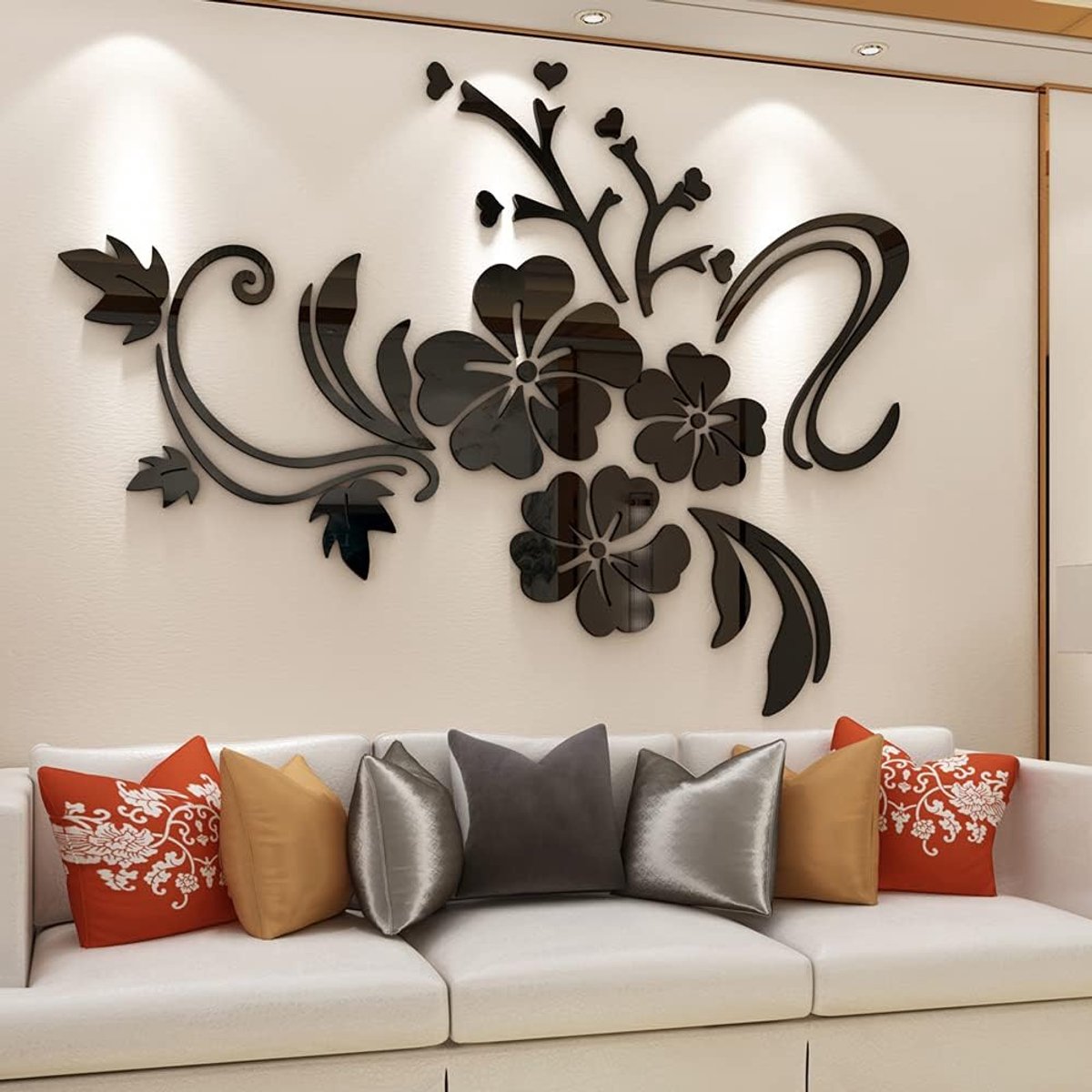 Muurstickers - Acryl Stickers Woonkamer Wanddecoratie Muursticker Kunst Thuis Slaapkamer Bedroom Decoration Wall Stickers Huisdecoratie Spiegel Wandstickers (Zwart S:90cm*120cm)