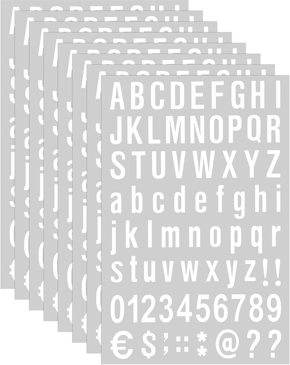 8 vellen zelfklevende vinyl letters & nummers kit, brievenbusnummers sticker voor borden, raam, deur, auto's, vrachtwagens, huis, bedrijf, adresnummer (1 inch, wit)