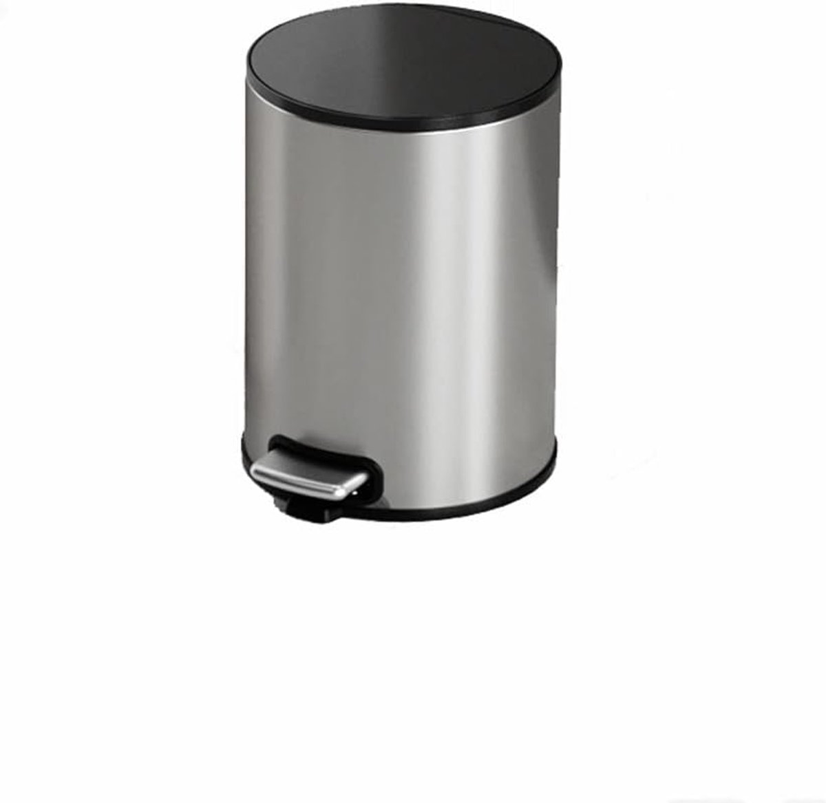 Indoor rvs voetbediende vuilnisbak huishouden woonkamer slaapkamer creatieve minimalistische papier mand badkamer Onder Bureauprullenbak(Silver,6L)