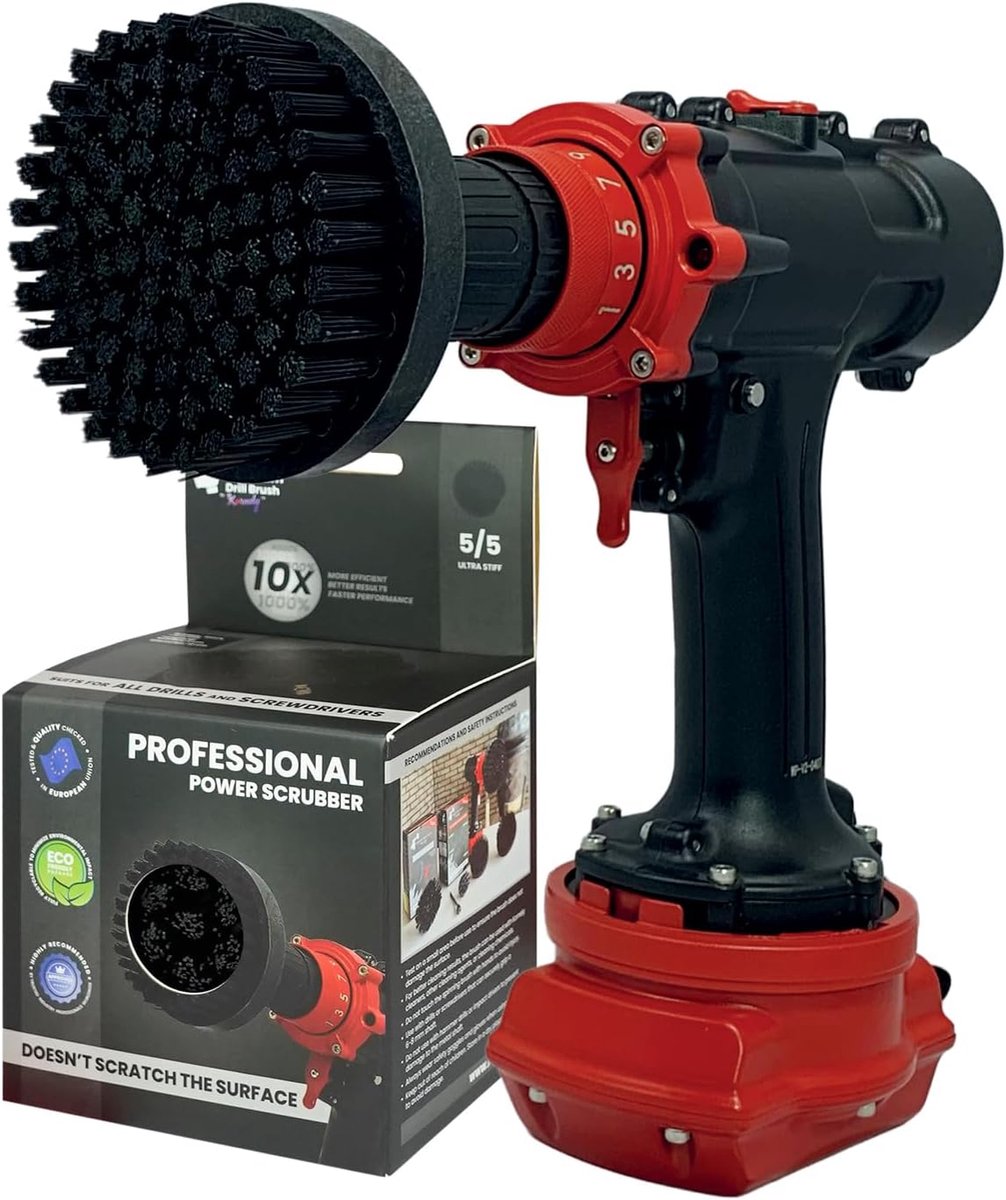 boorborstel, ultrastijf, zwart, 10 cm, professionele powerscrubber. krast geen oppervlakken. Geschikt voor het reinigen van grill, steen, baksteen, buitentegels, zware taken